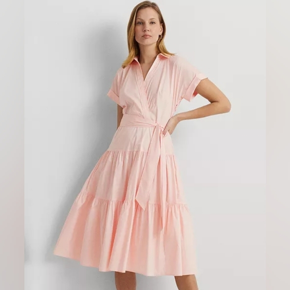 Lauren Ralph Lauren Dresses & Skirts - Ralph Lauren Pink Belted Cotton-Blend Tiered Dress | Size 8